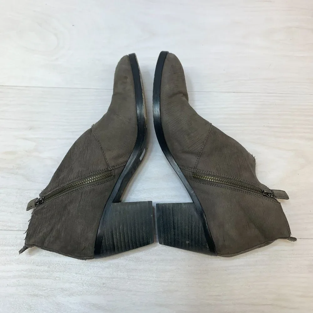 Eileen Fisher Murphy Ankle Boots Women's Size 10 Brown Suede Side Zip Block Heel - Picture 3 of 11